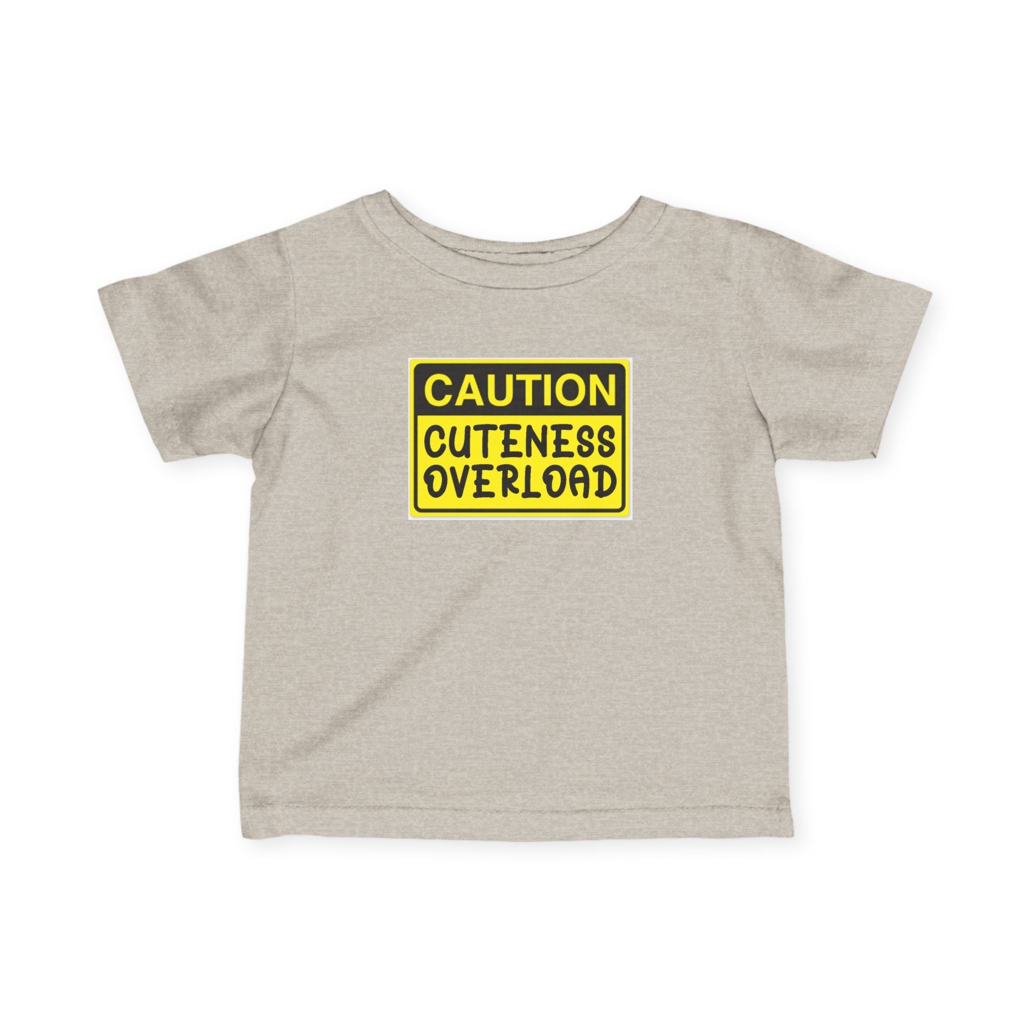 "Caution: Cuteness Overload" — Baby T‑Shirt (Yellow Warning Sign) - 314 Originals