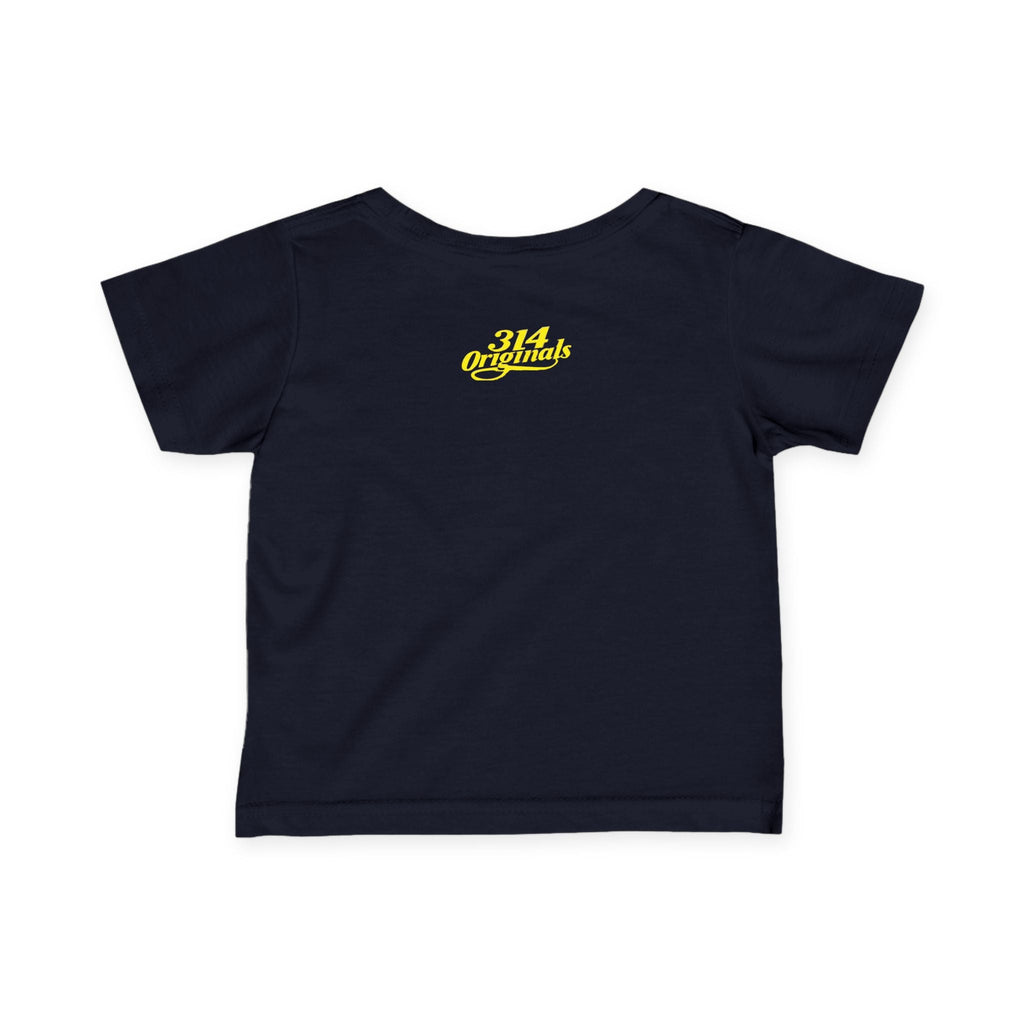 "Caution: Cuteness Overload" — Baby T‑Shirt (Yellow Warning Sign) - 314 Originals