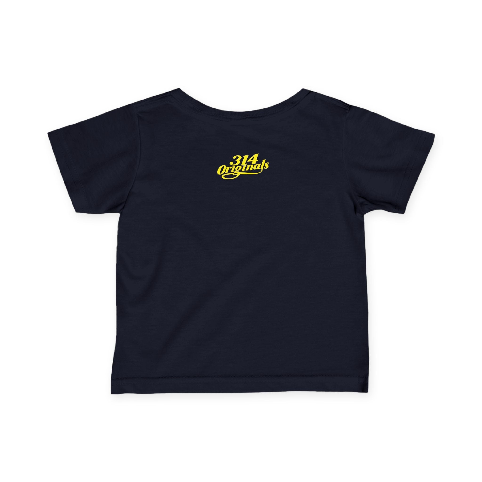 "Caution: Cuteness Overload" — Baby T‑Shirt (Yellow Warning Sign) - 314 Originals