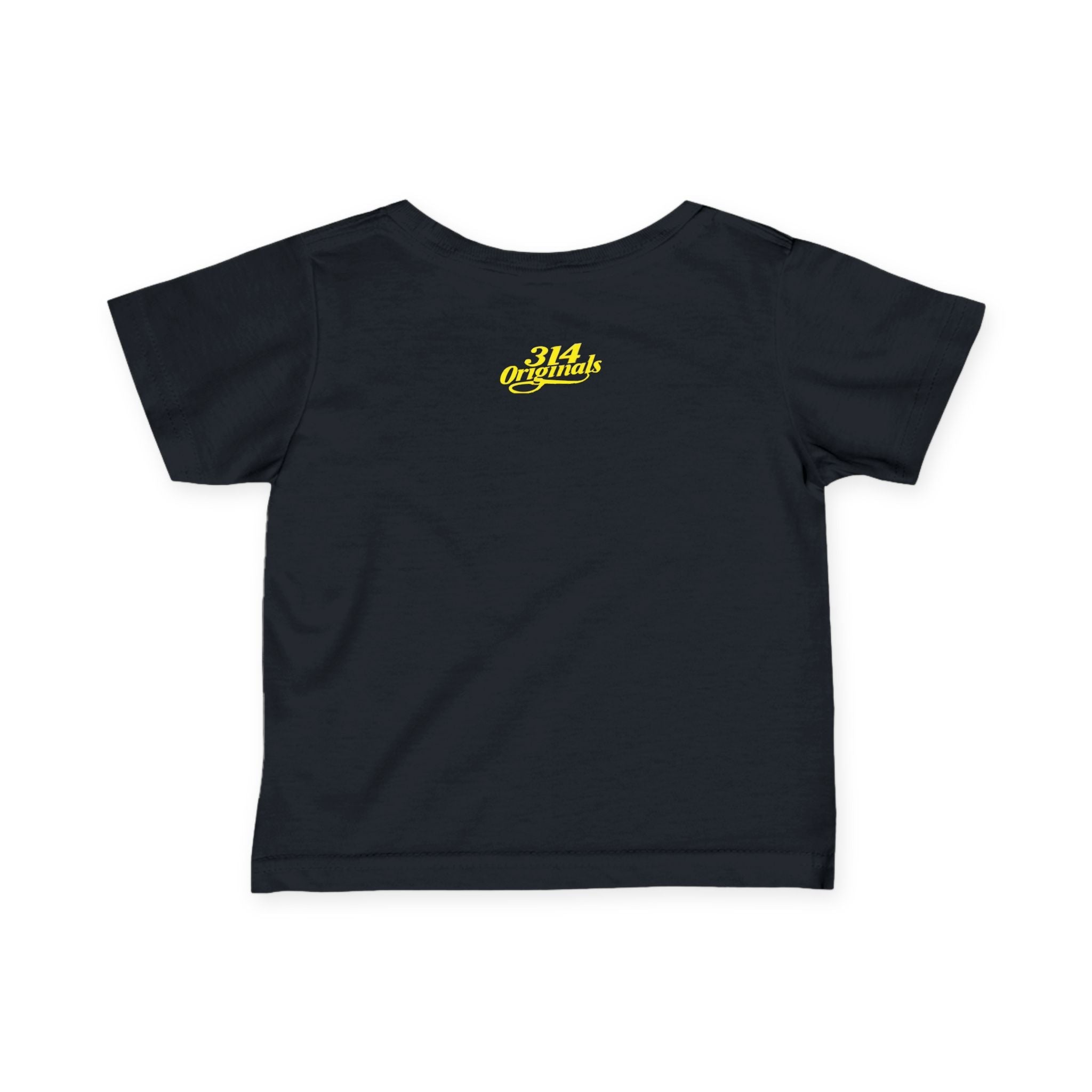 "Caution: Cuteness Overload" — Baby T‑Shirt (Yellow Warning Sign) - 314 Originals