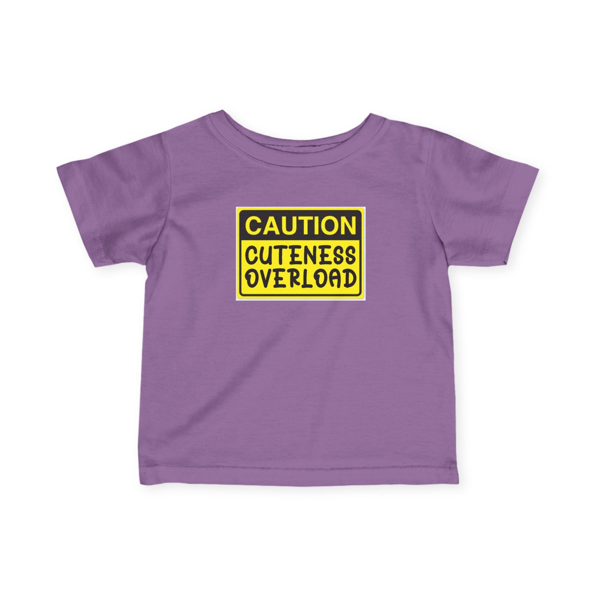 "Caution: Cuteness Overload" — Baby T‑Shirt (Yellow Warning Sign) - 314 Originals