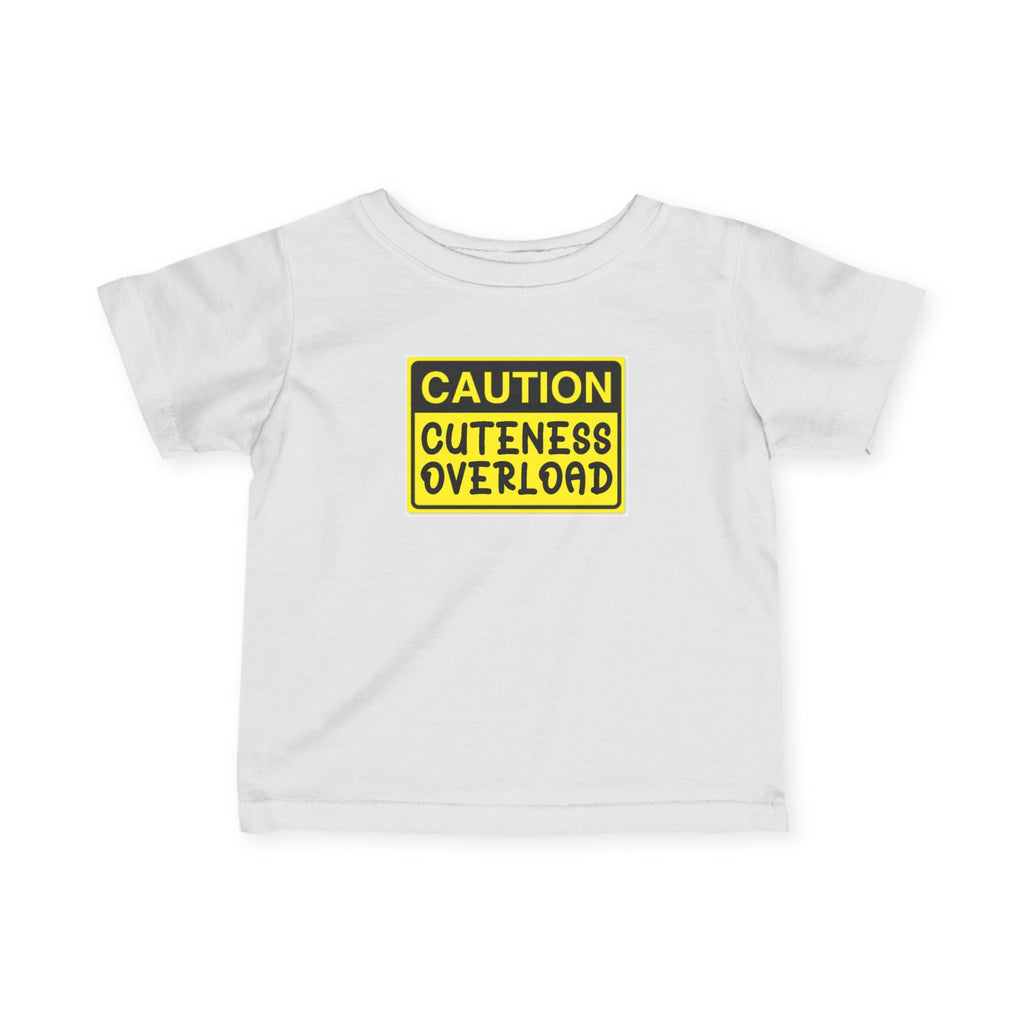 "Caution: Cuteness Overload" — Baby T‑Shirt (Yellow Warning Sign) - 314 Originals