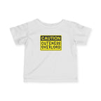 "Caution: Cuteness Overload" — Baby T‑Shirt (Yellow Warning Sign) - 314 Originals