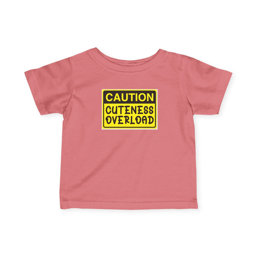 "Caution: Cuteness Overload" — Baby T‑Shirt (Yellow Warning Sign) - 314 Originals
