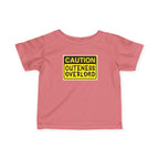 "Caution: Cuteness Overload" — Baby T‑Shirt (Yellow Warning Sign) - 314 Originals