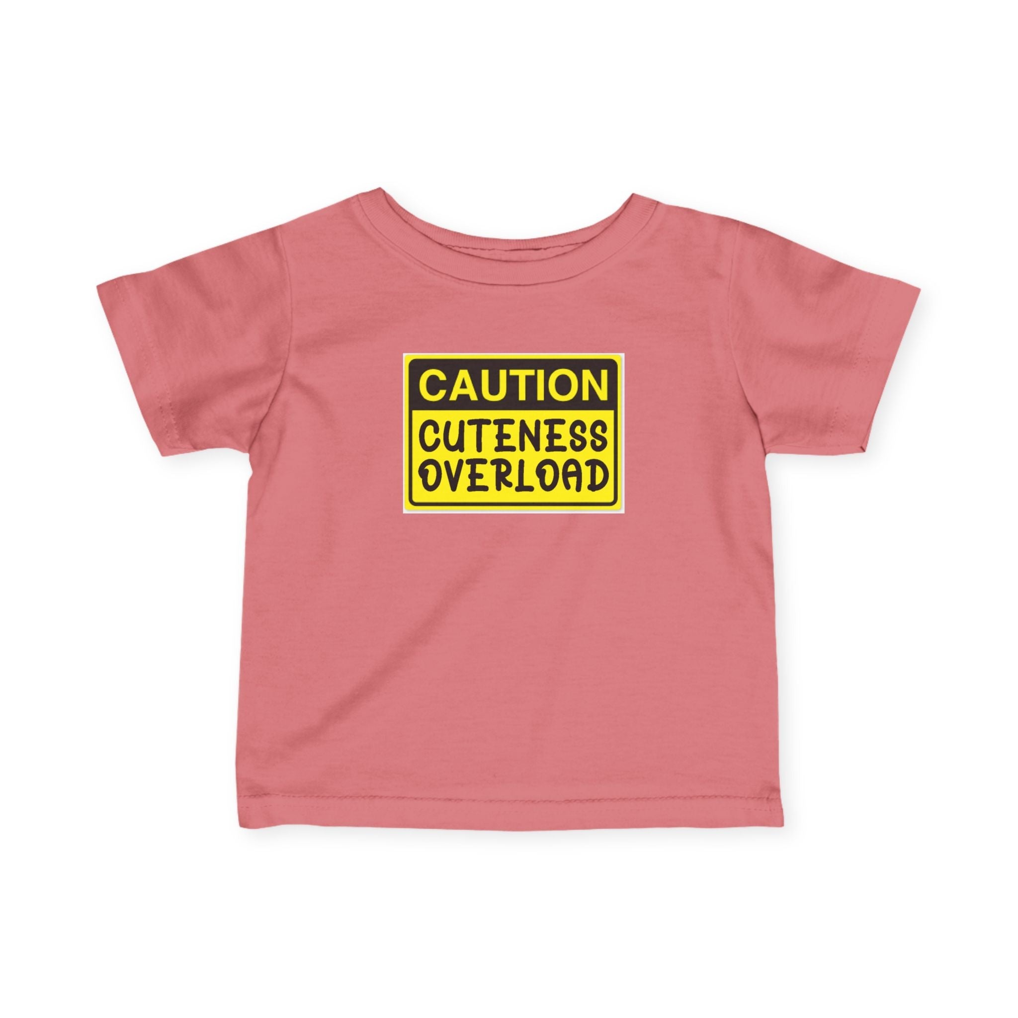 "Caution: Cuteness Overload" — Baby T‑Shirt (Yellow Warning Sign) - 314 Originals