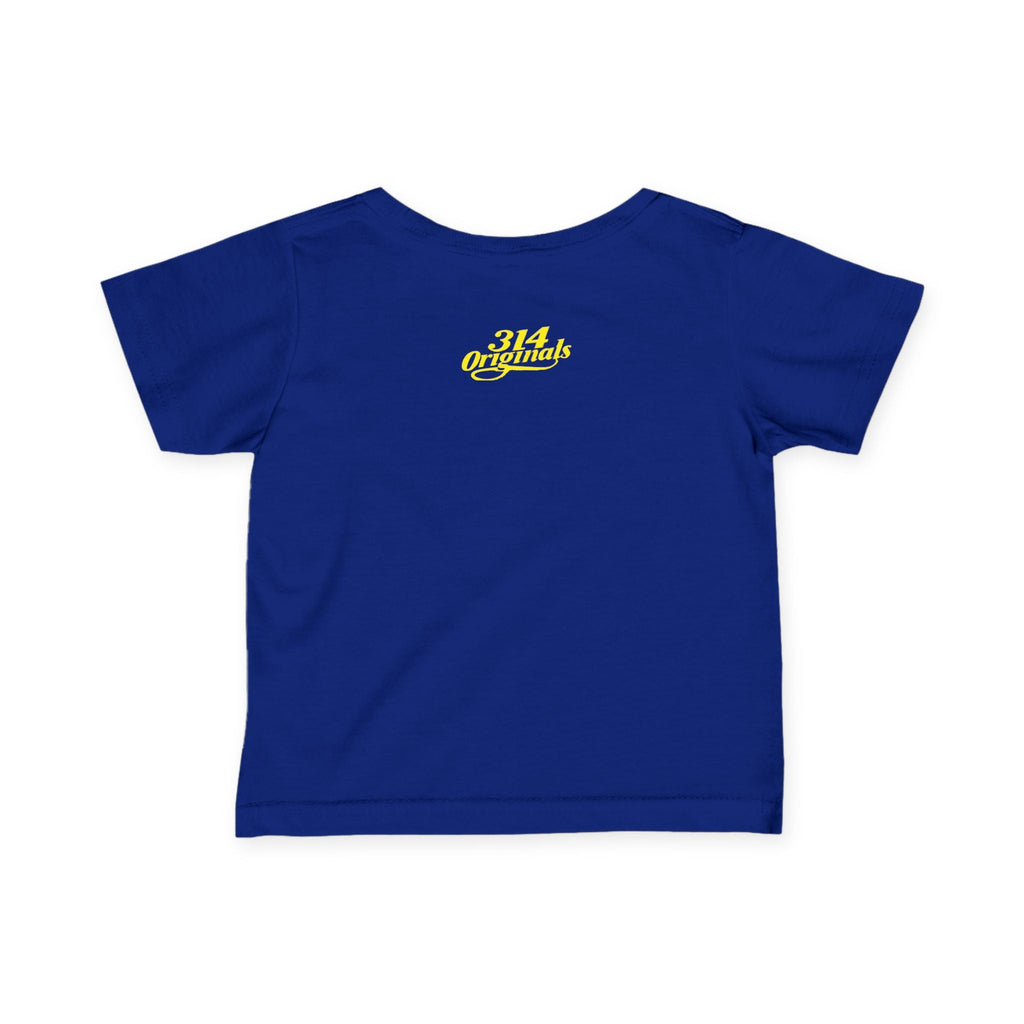 "Caution: Cuteness Overload" — Baby T‑Shirt (Yellow Warning Sign) - 314 Originals
