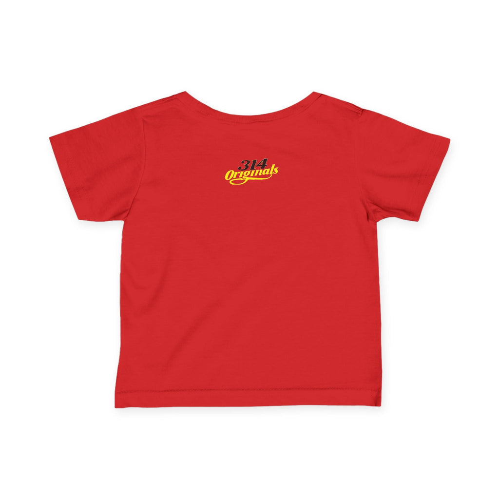 "Caution: Cuteness Overload" — Baby T‑Shirt (Yellow Warning Sign) - 314 Originals