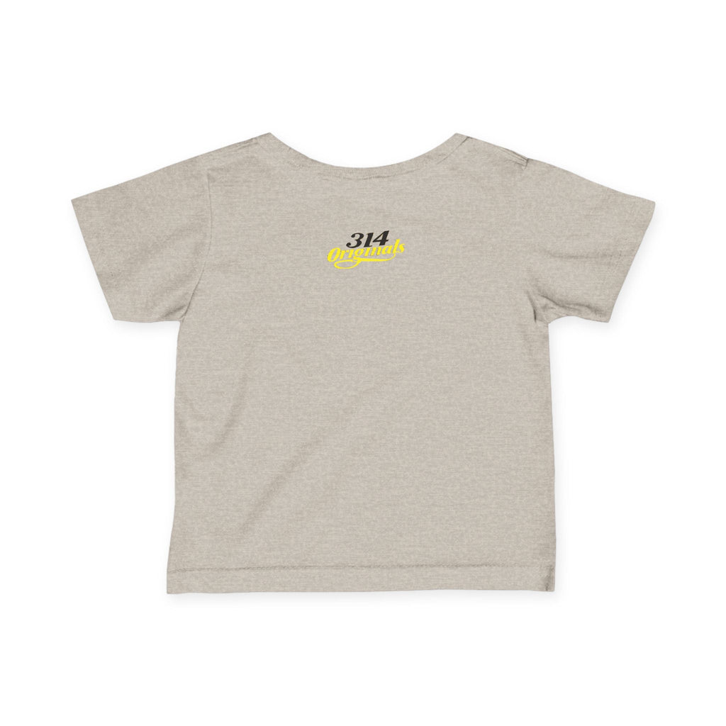 "Caution: Cuteness Overload" — Baby T‑Shirt (Yellow Warning Sign) - 314 Originals