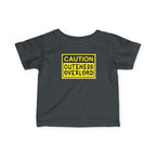 "Caution: Cuteness Overload" — Baby T‑Shirt (Yellow Warning Sign) - 314 Originals