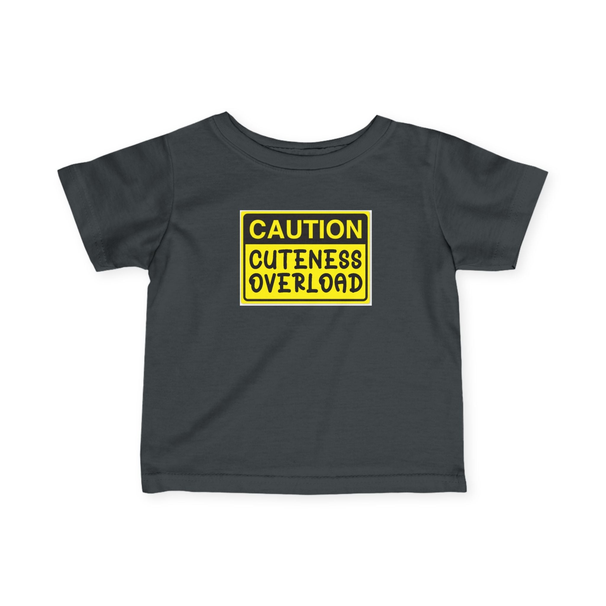 "Caution: Cuteness Overload" — Baby T‑Shirt (Yellow Warning Sign) - 314 Originals