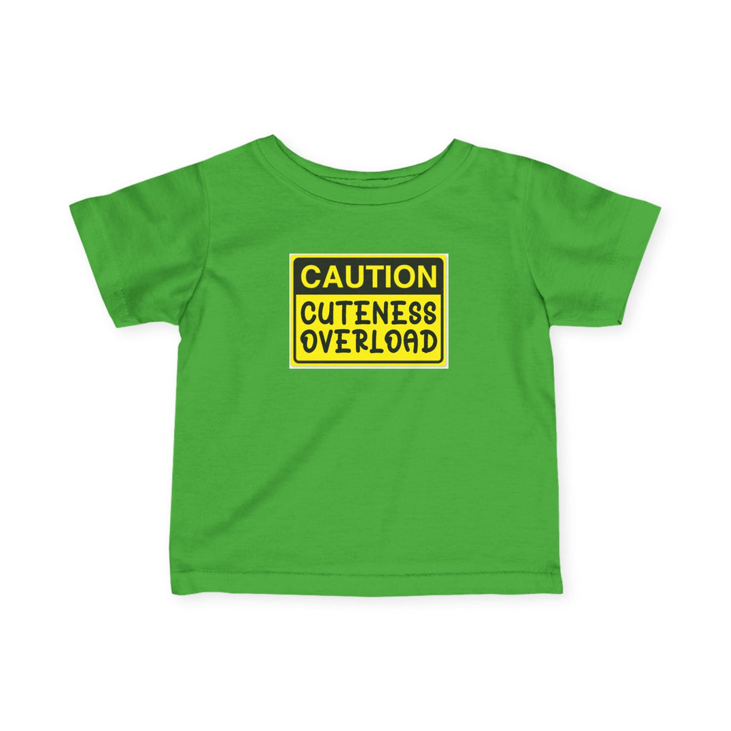 "Caution: Cuteness Overload" — Baby T‑Shirt (Yellow Warning Sign) - 314 Originals
