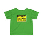 "Caution: Cuteness Overload" — Baby T‑Shirt (Yellow Warning Sign) - 314 Originals