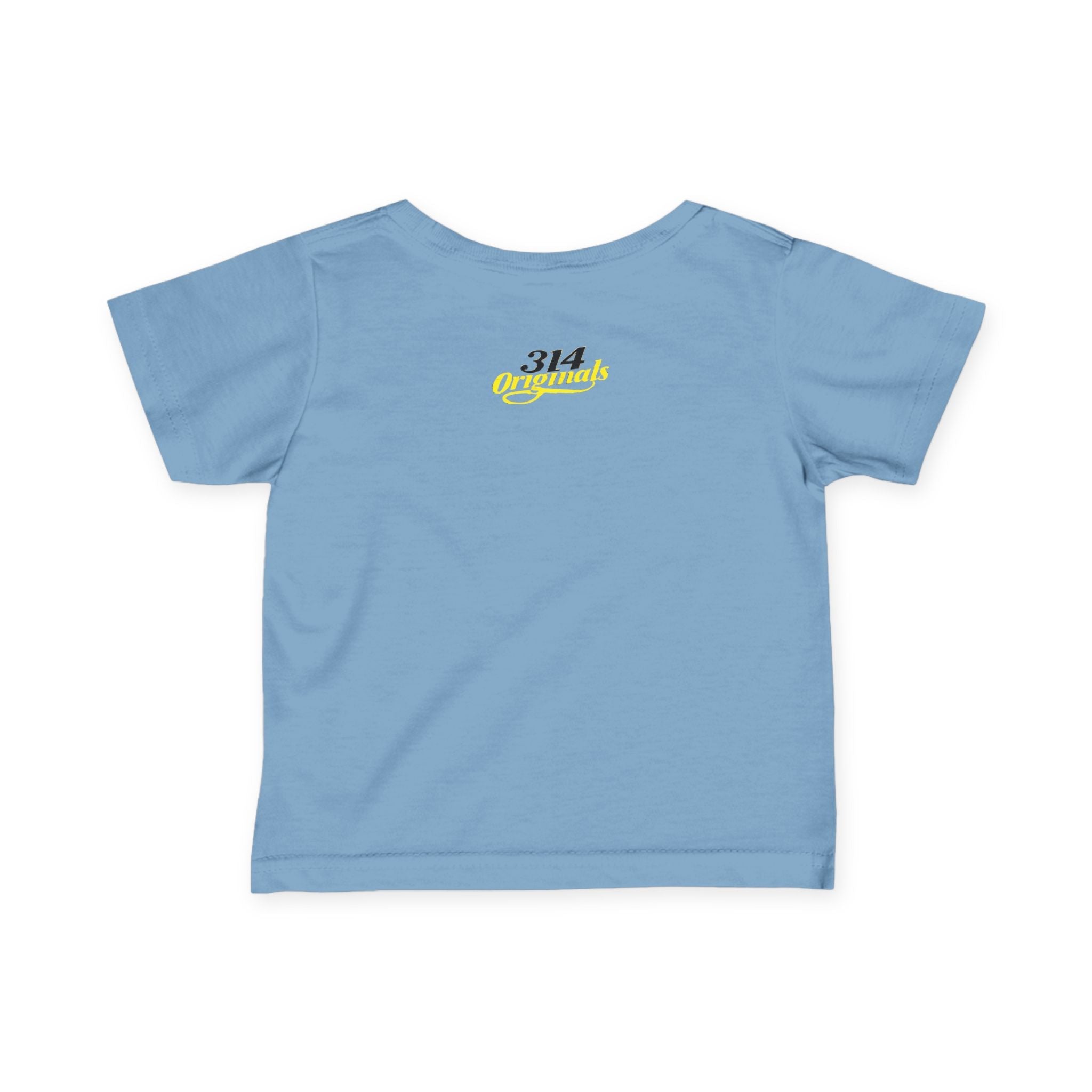 "Caution: Cuteness Overload" — Baby T‑Shirt (Yellow Warning Sign) - 314 Originals