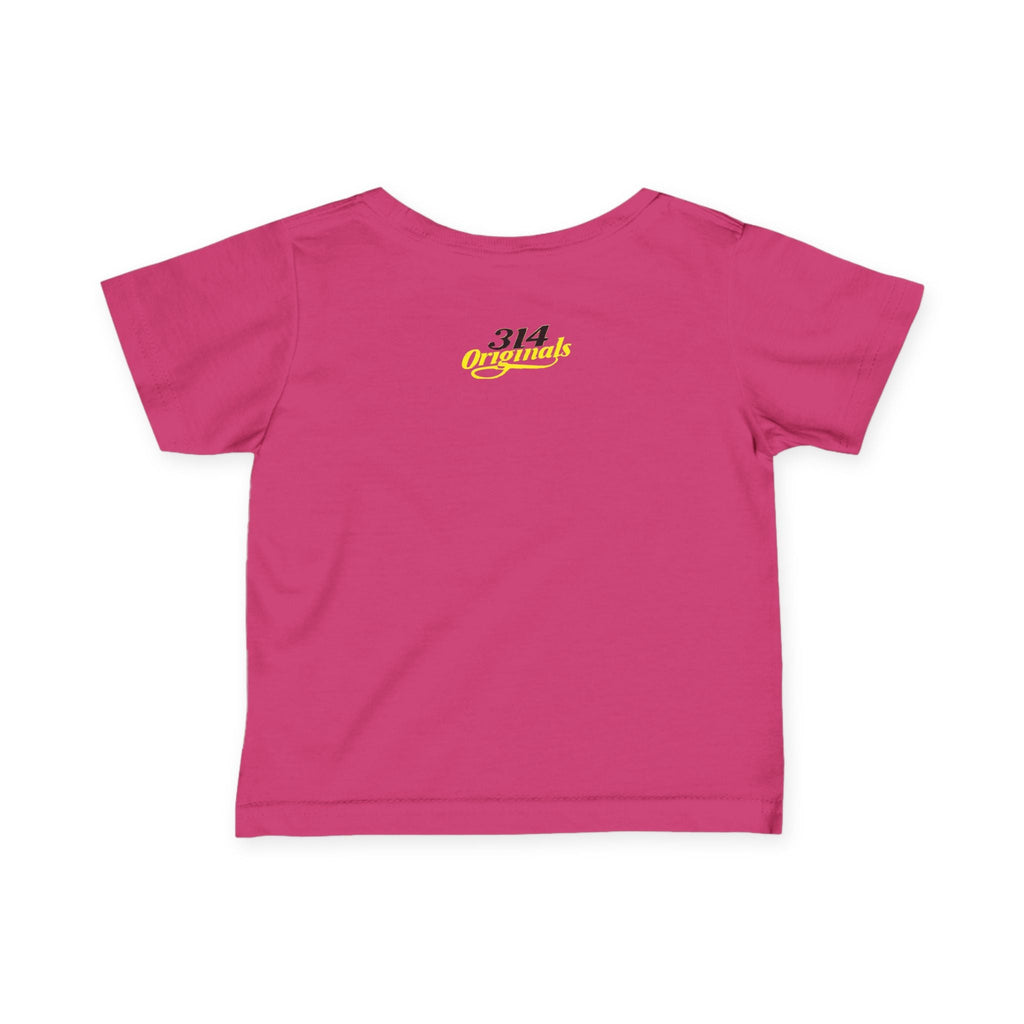 "Caution: Cuteness Overload" — Baby T‑Shirt (Yellow Warning Sign) - 314 Originals