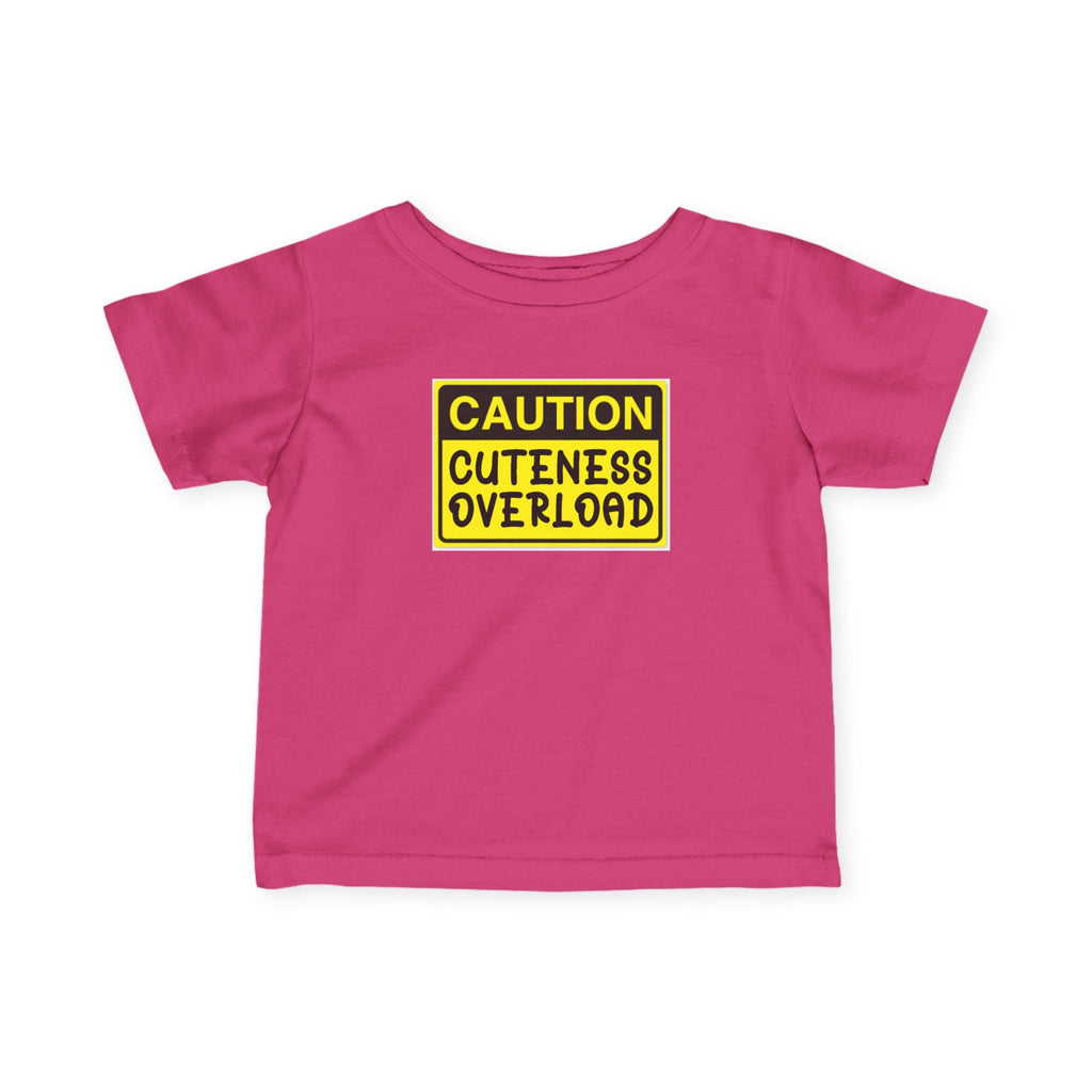 "Caution: Cuteness Overload" — Baby T‑Shirt (Yellow Warning Sign) - 314 Originals