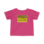 "Caution: Cuteness Overload" — Baby T‑Shirt (Yellow Warning Sign) - 314 Originals