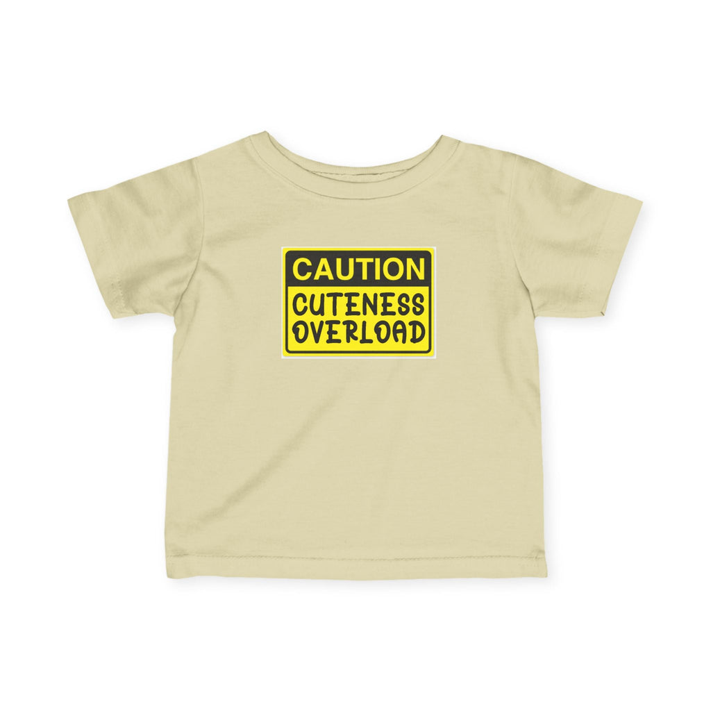 "Caution: Cuteness Overload" — Baby T‑Shirt (Yellow Warning Sign) - 314 Originals