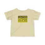 "Caution: Cuteness Overload" — Baby T‑Shirt (Yellow Warning Sign) - 314 Originals