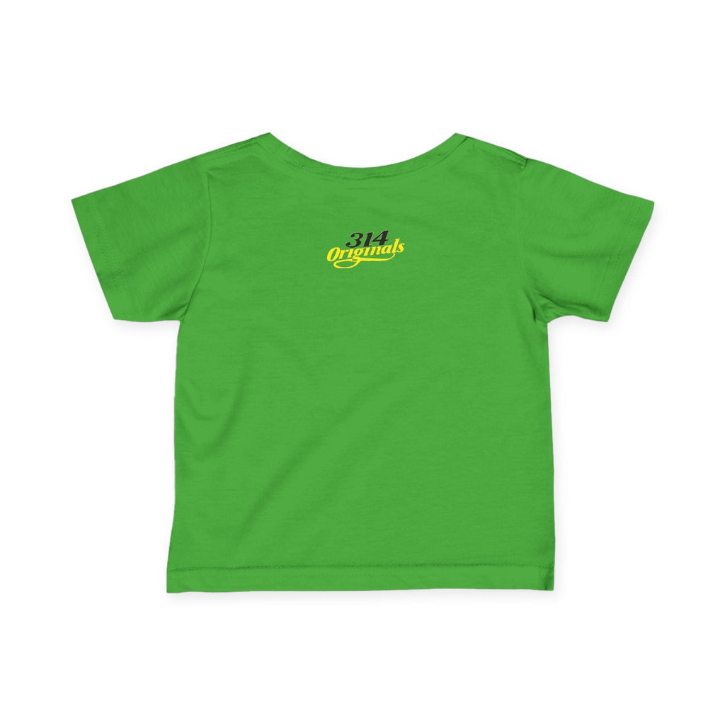 "Caution: Cuteness Overload" — Baby T‑Shirt (Yellow Warning Sign) - 314 Originals