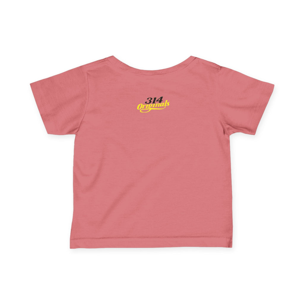 "Caution: Cuteness Overload" — Baby T‑Shirt (Yellow Warning Sign) - 314 Originals