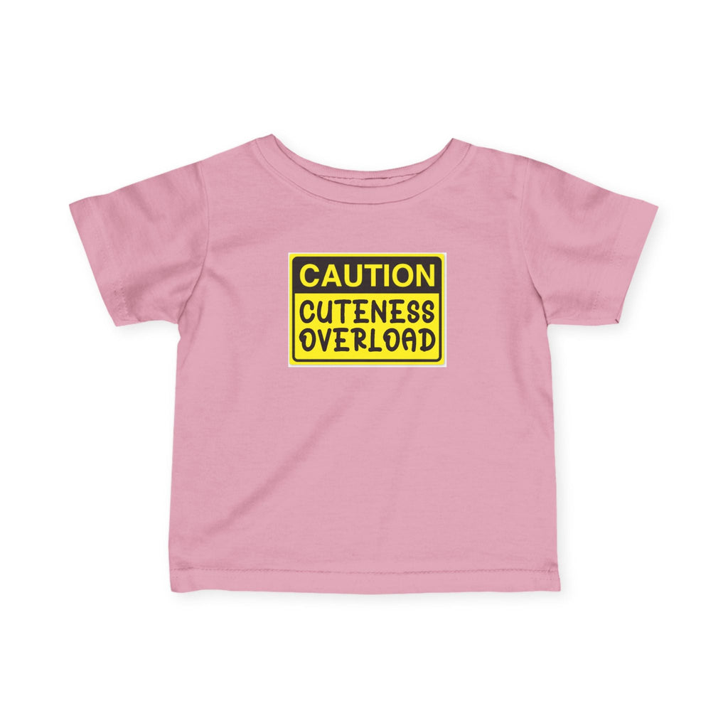"Caution: Cuteness Overload" — Baby T‑Shirt (Yellow Warning Sign) - 314 Originals