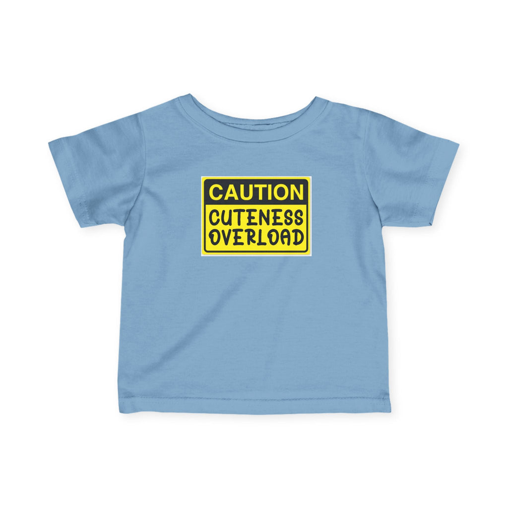 "Caution: Cuteness Overload" — Baby T‑Shirt (Yellow Warning Sign) - 314 Originals