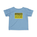 "Caution: Cuteness Overload" — Baby T‑Shirt (Yellow Warning Sign) - 314 Originals