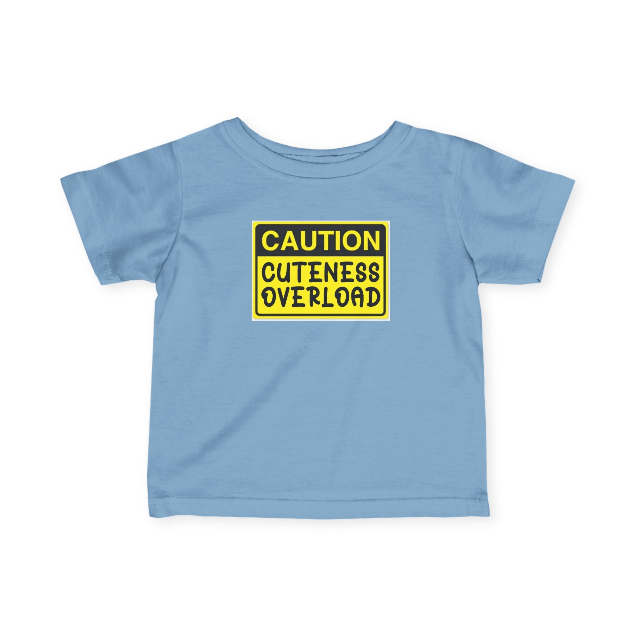 "Caution: Cuteness Overload" — Baby T‑Shirt (Yellow Warning Sign) - 314 Originals