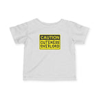 "Caution: Cuteness Overload" — Baby T‑Shirt (Yellow Warning Sign) - 314 Originals