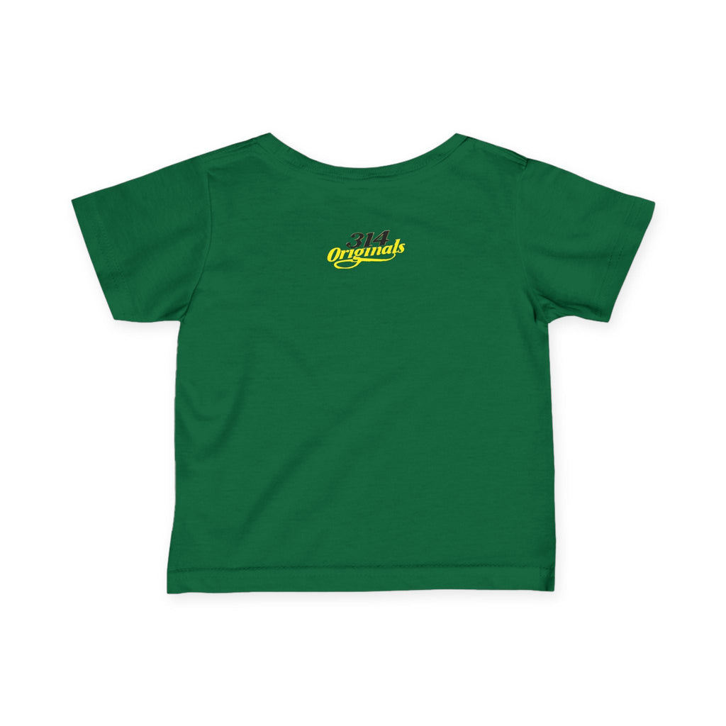 "Caution: Cuteness Overload" — Baby T‑Shirt (Yellow Warning Sign) - 314 Originals