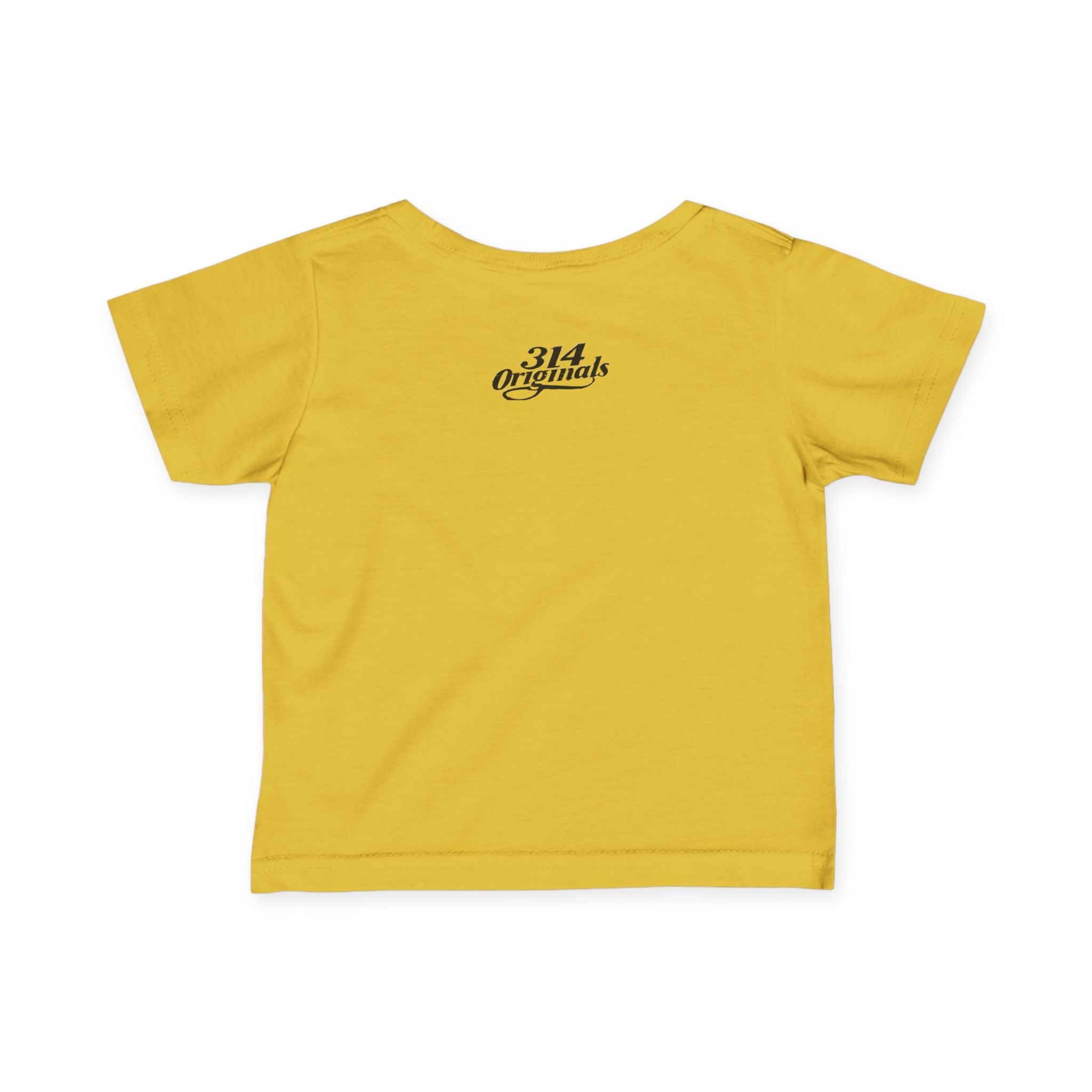 "Caution: Cuteness Overload" — Baby T‑Shirt (Yellow Warning Sign) - 314 Originals