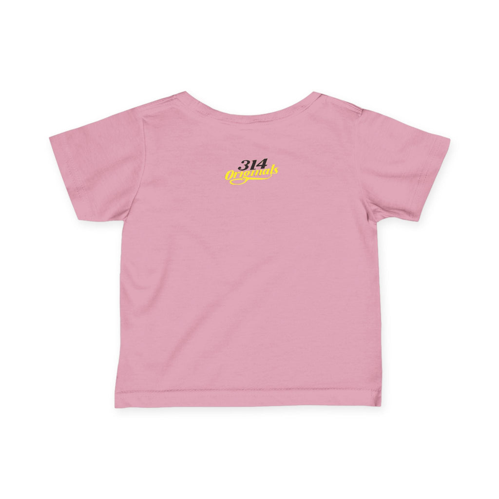 "Caution: Cuteness Overload" — Baby T‑Shirt (Yellow Warning Sign) - 314 Originals
