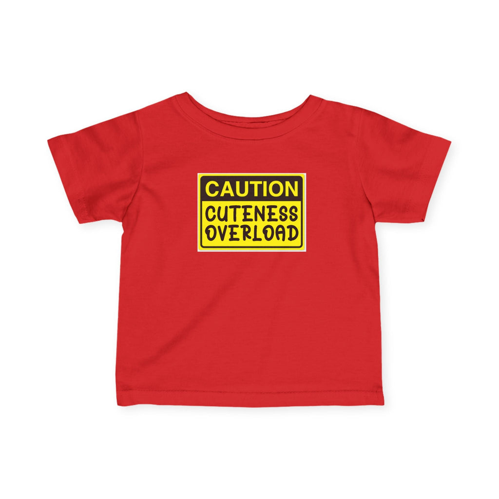 "Caution: Cuteness Overload" — Baby T‑Shirt (Yellow Warning Sign) - 314 Originals