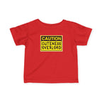 "Caution: Cuteness Overload" — Baby T‑Shirt (Yellow Warning Sign) - 314 Originals