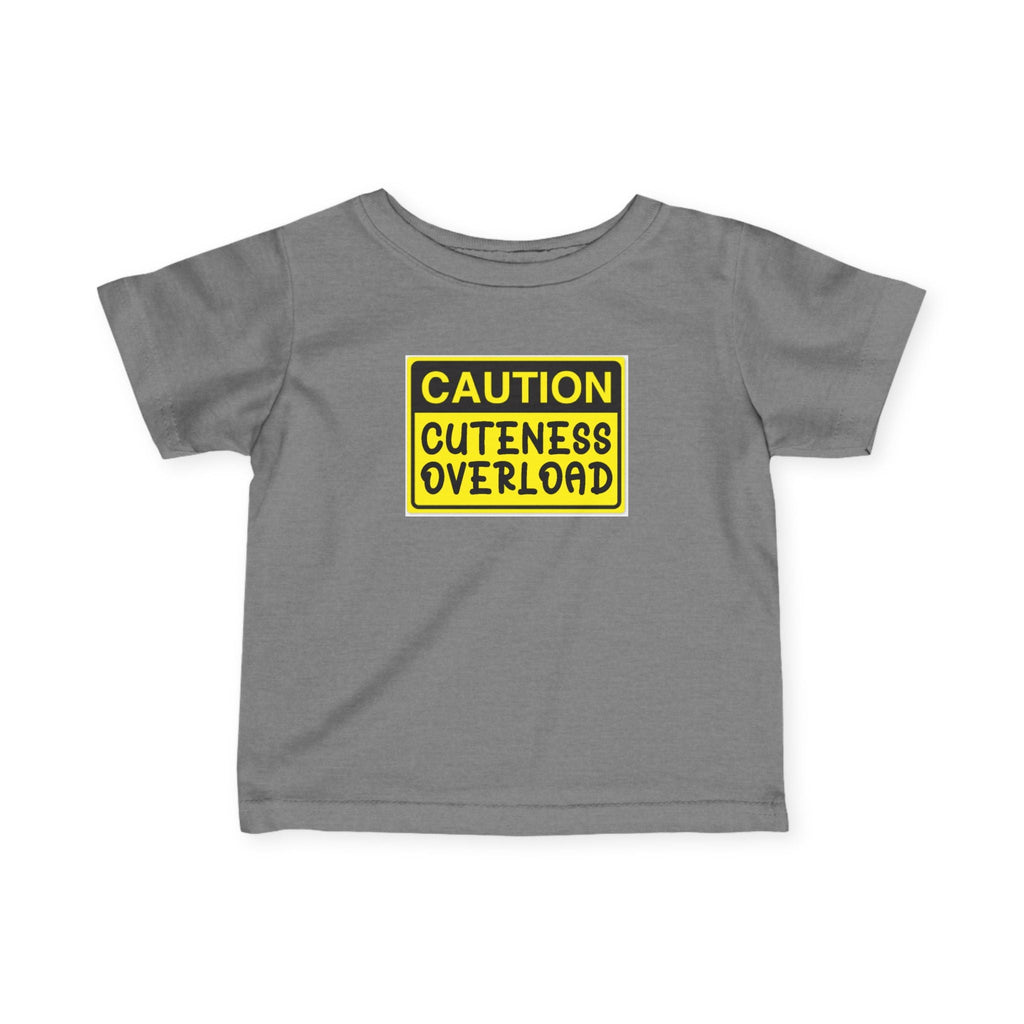 "Caution: Cuteness Overload" — Baby T‑Shirt (Yellow Warning Sign) - 314 Originals