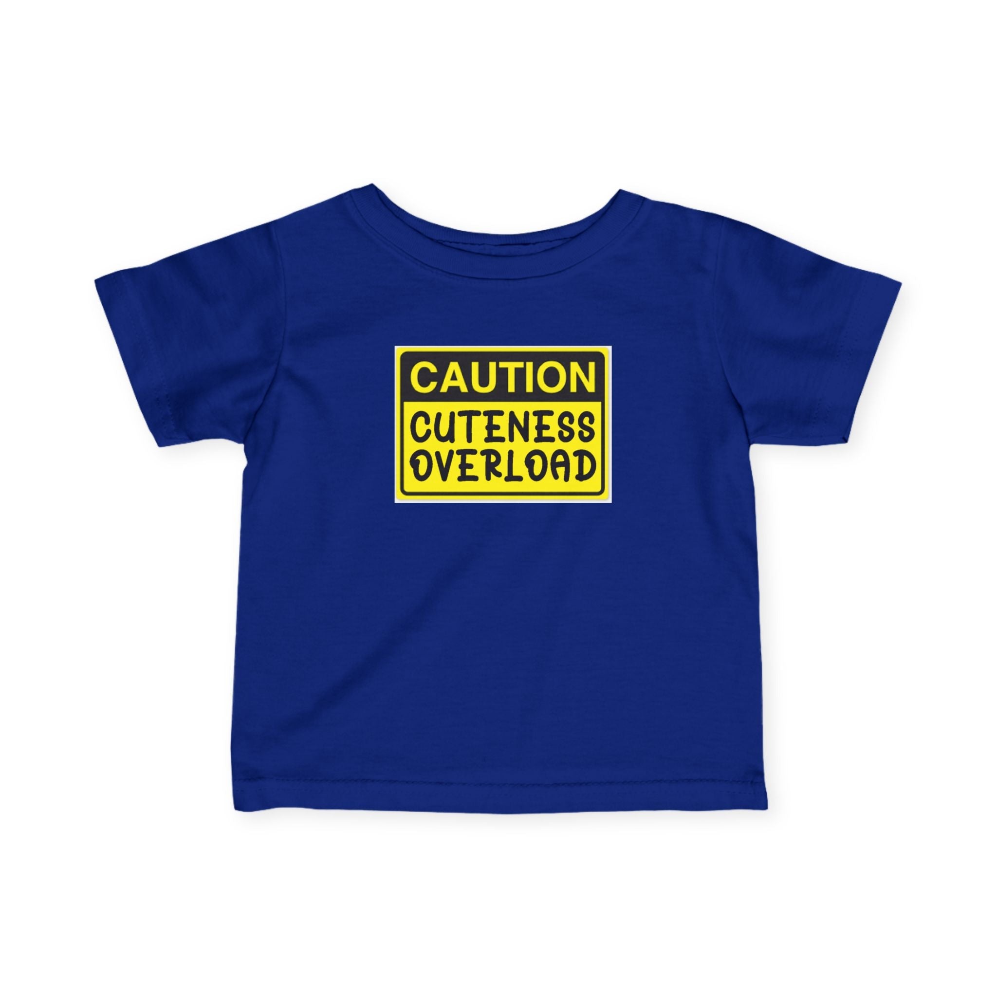 "Caution: Cuteness Overload" — Baby T‑Shirt (Yellow Warning Sign) - 314 Originals
