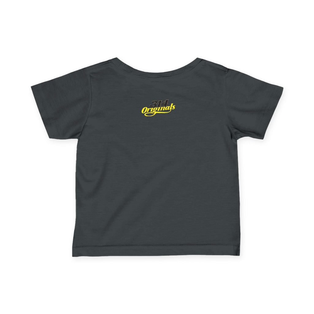 "Caution: Cuteness Overload" — Baby T‑Shirt (Yellow Warning Sign) - 314 Originals