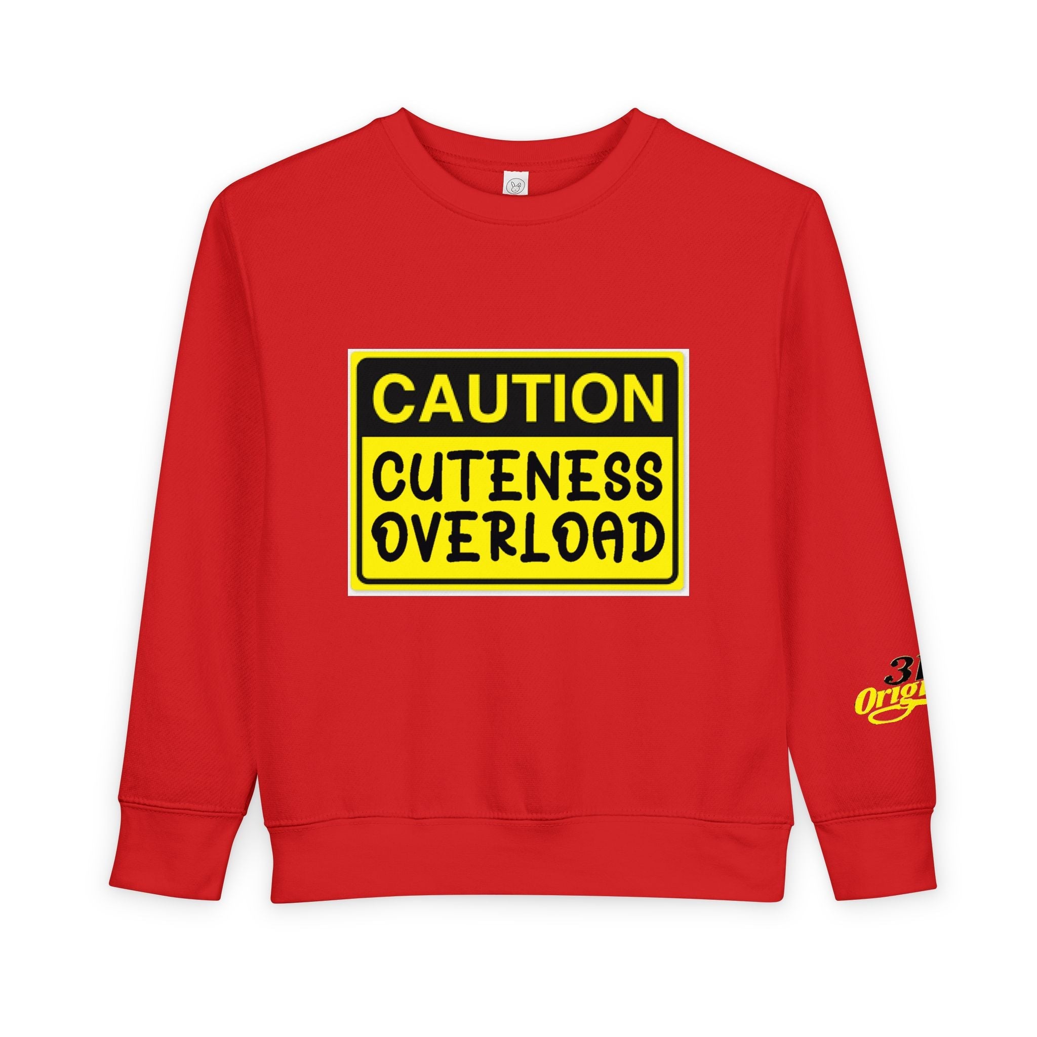 "Caution: Cuteness Overload" Kids Crewneck Toddler Sweatshirt - 314 Originals