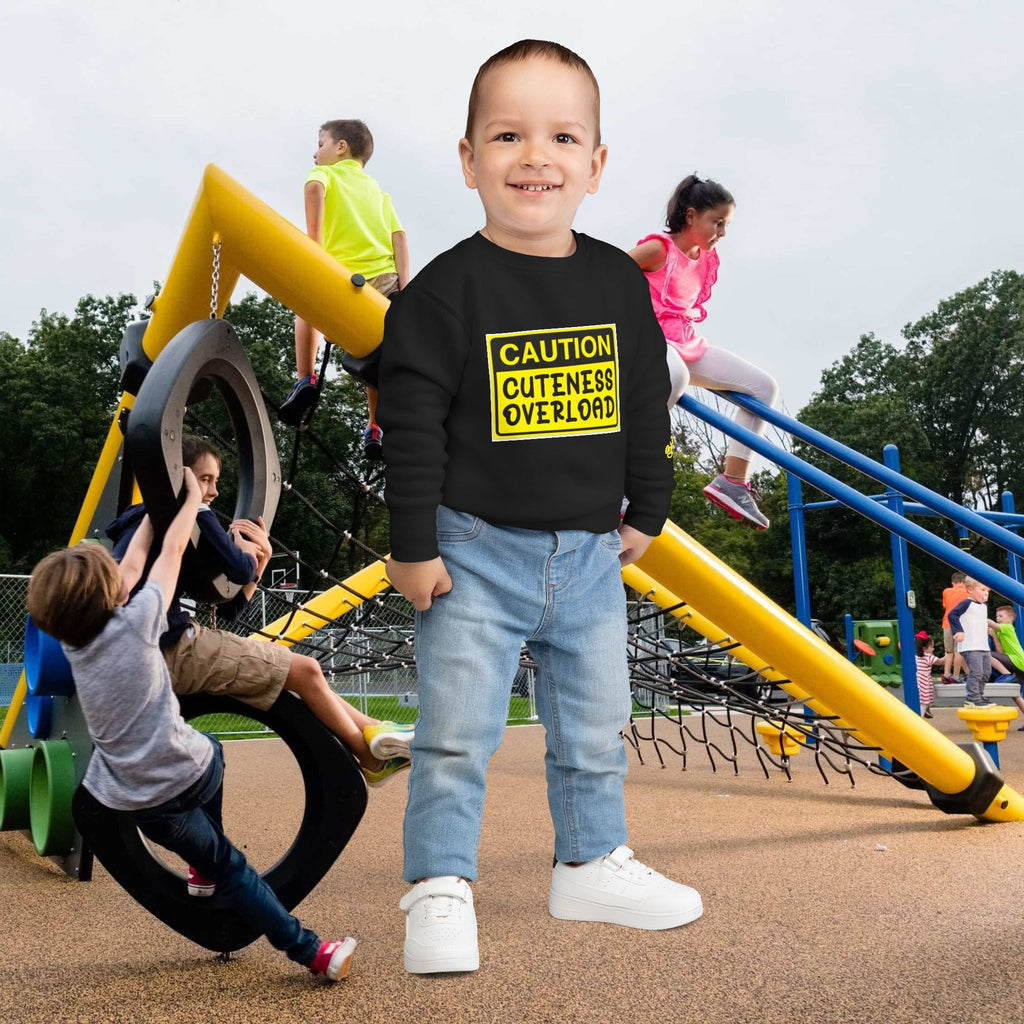 "Caution: Cuteness Overload" Kids Crewneck Toddler Sweatshirt - 314 Originals