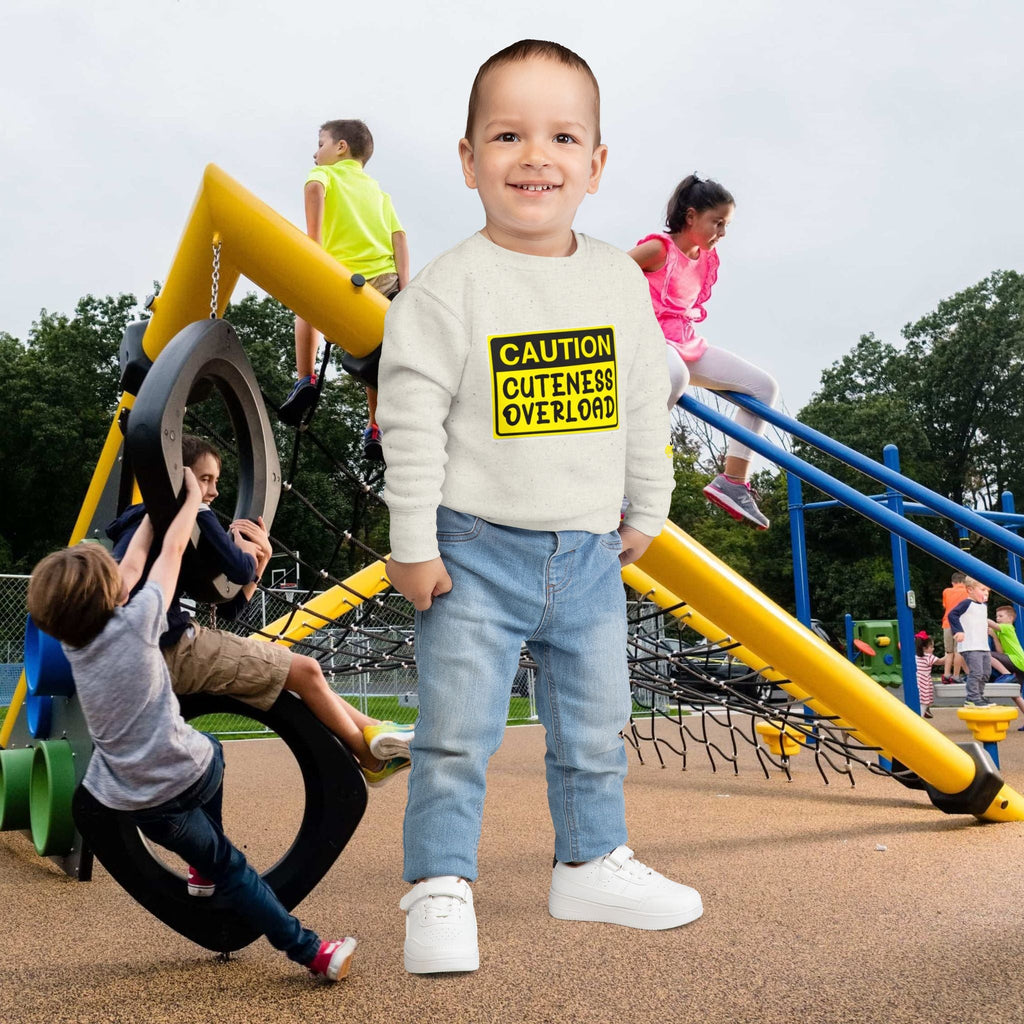 "Caution: Cuteness Overload" Kids Crewneck Toddler Sweatshirt - 314 Originals