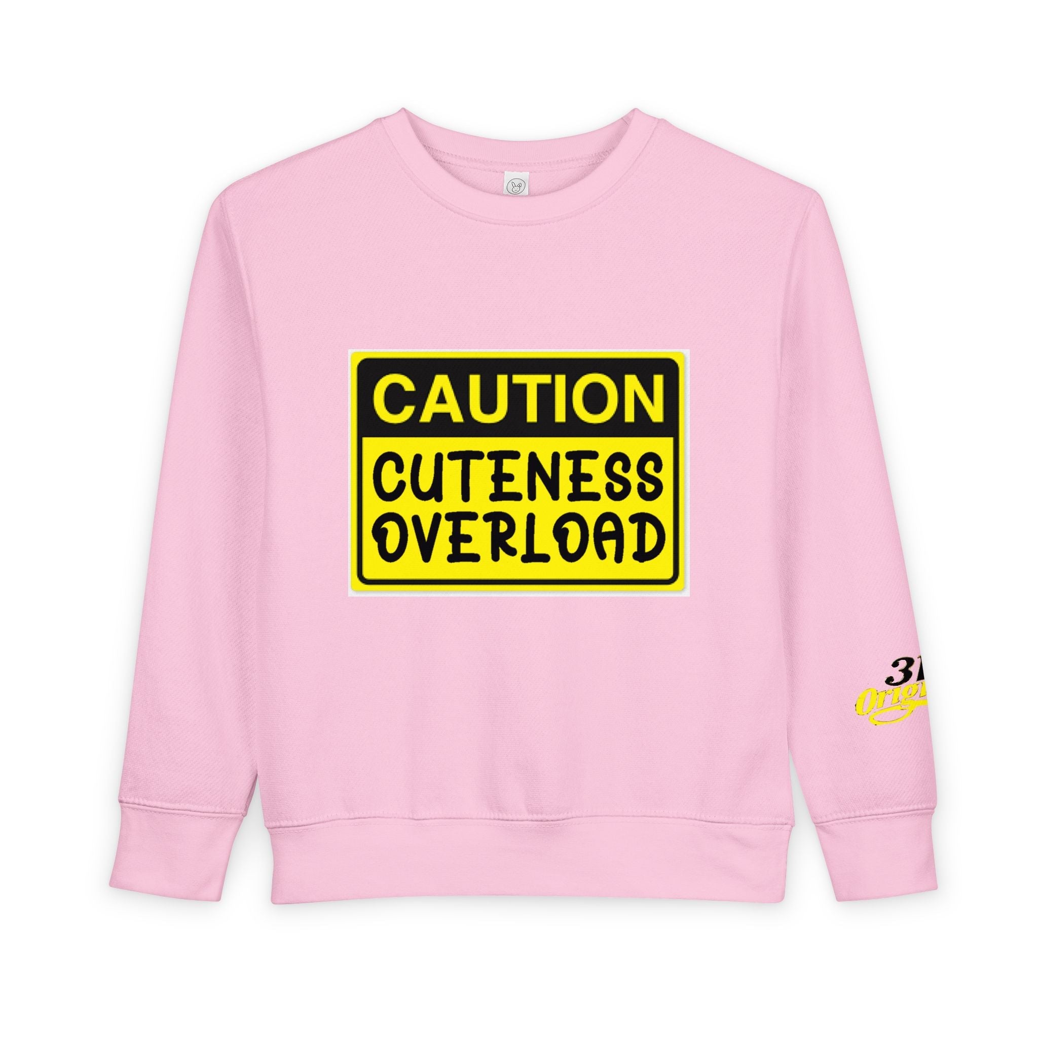 "Caution: Cuteness Overload" Kids Crewneck Toddler Sweatshirt - 314 Originals
