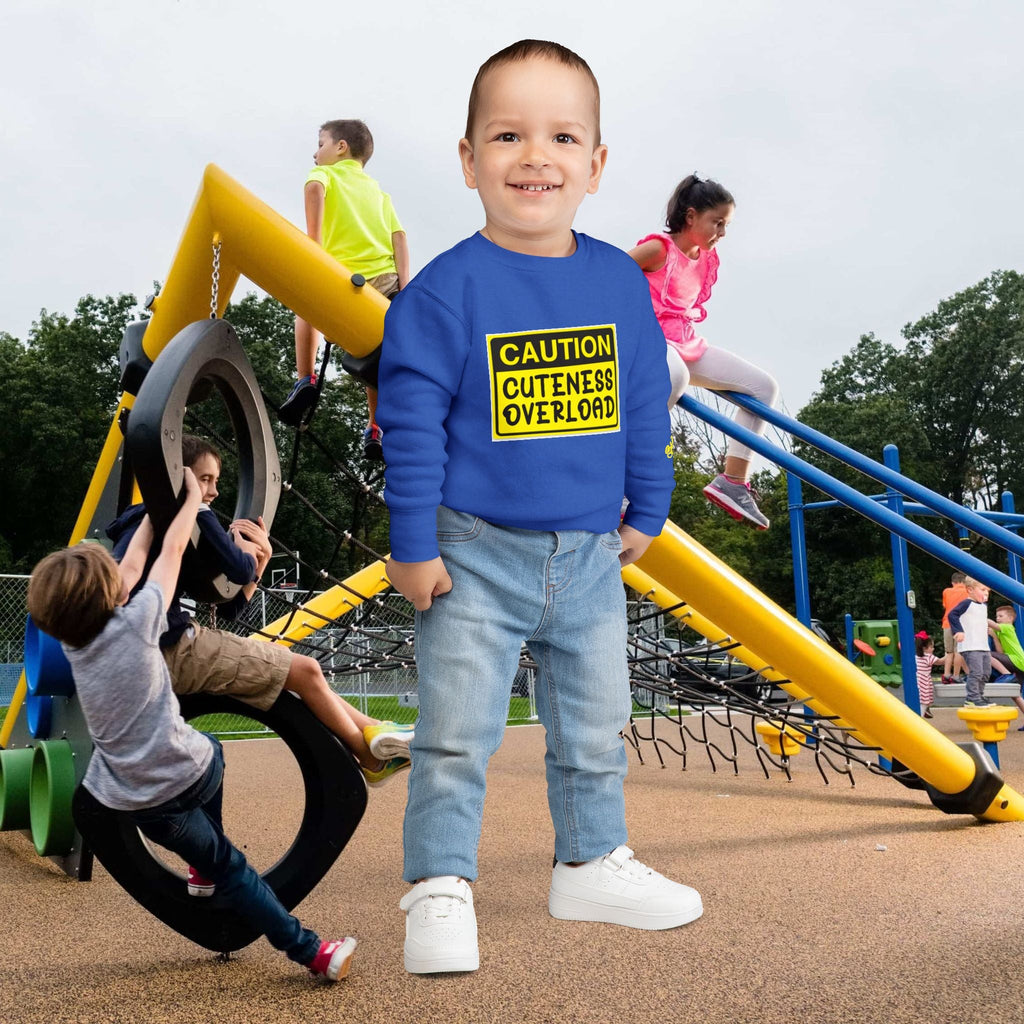 "Caution: Cuteness Overload" Kids Crewneck Toddler Sweatshirt - 314 Originals