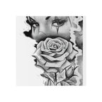 Chicano Clown Rose Temporary Tattoo — Black & Gray Floral Face Art - 314 Originals