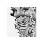 Chicano Clown Rose Temporary Tattoo — Black & Gray Floral Face Art - 314 Originals