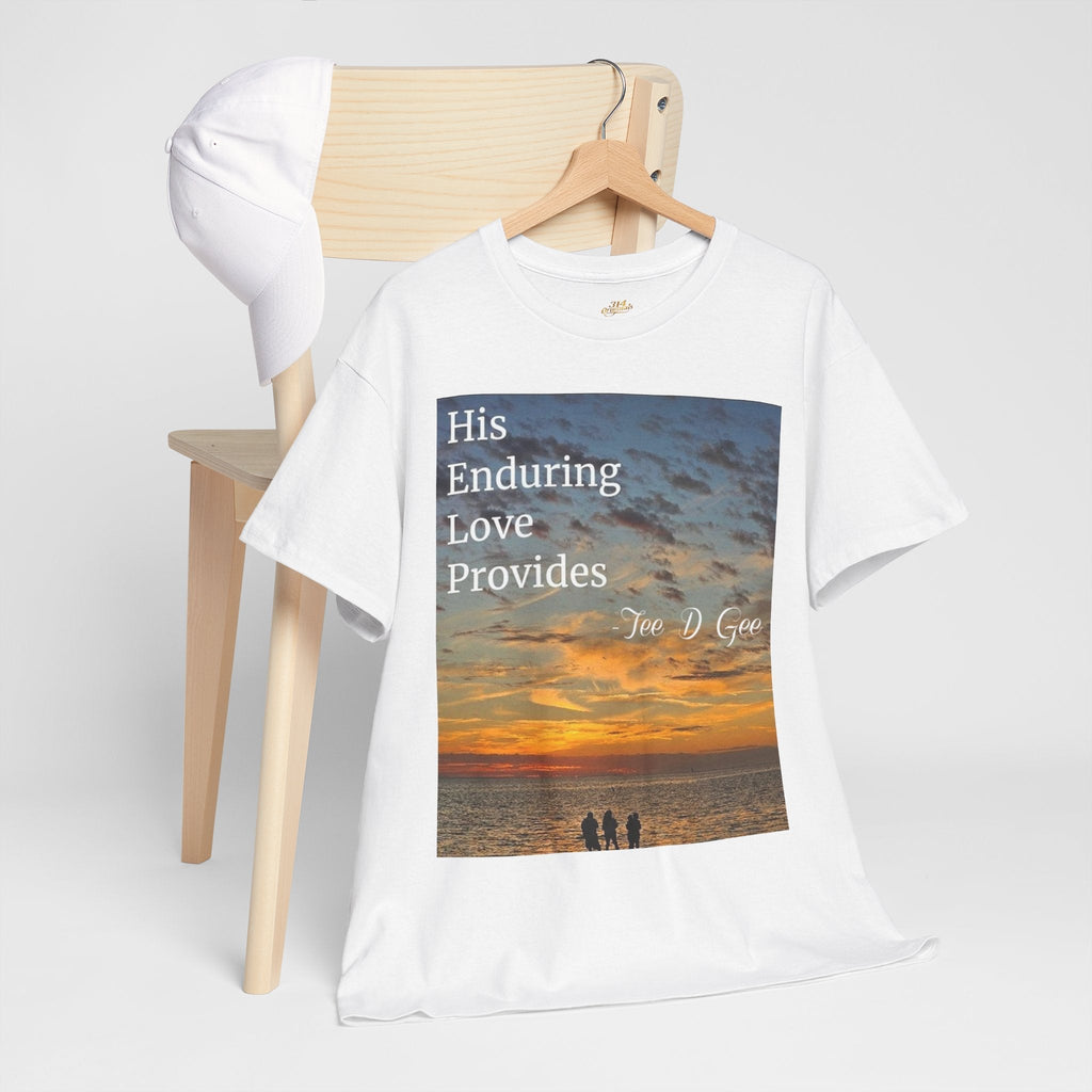 Christian Sunset T‑Shirt – "His Enduring Love Provides" Inspirational Gospel Tee - 314 Originals