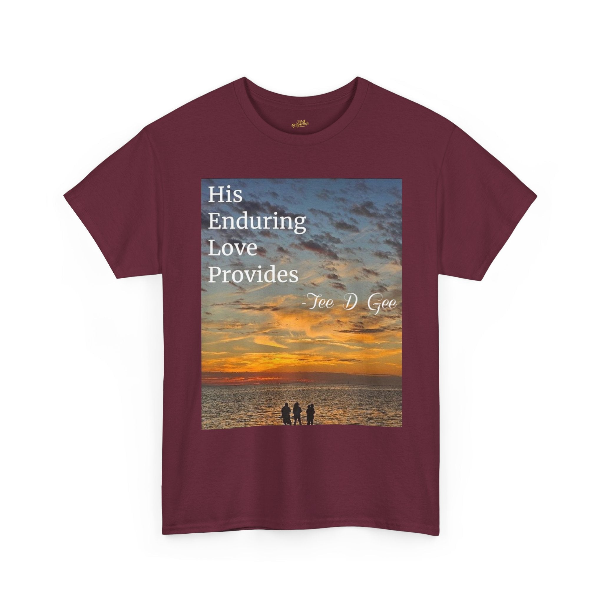 Christian Sunset T‑Shirt – "His Enduring Love Provides" Inspirational Gospel Tee - 314 Originals