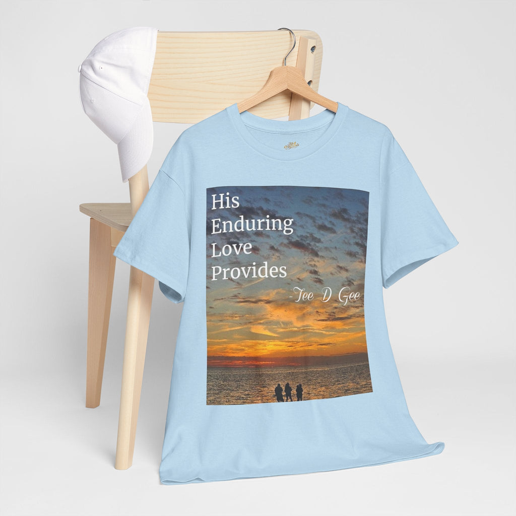 Christian Sunset T‑Shirt – "His Enduring Love Provides" Inspirational Gospel Tee - 314 Originals