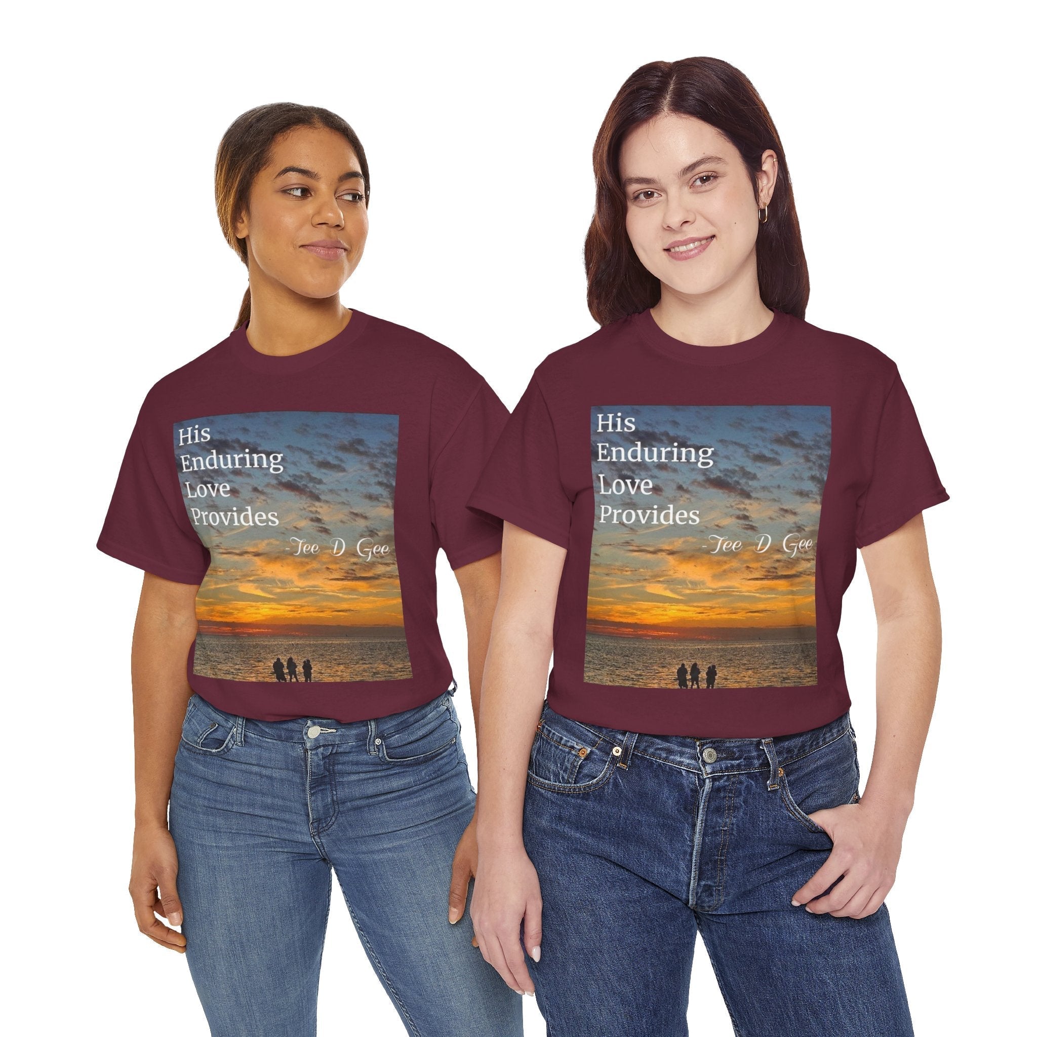 Christian Sunset T‑Shirt – "His Enduring Love Provides" Inspirational Gospel Tee - 314 Originals