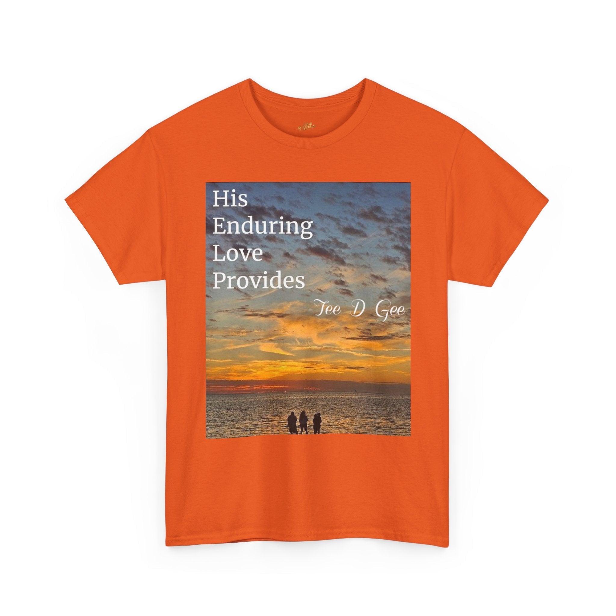 Christian Sunset T‑Shirt – "His Enduring Love Provides" Inspirational Gospel Tee - 314 Originals